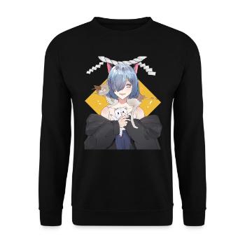 Kawaii Anime Neko Cat Girl Manga Otaku - Unisex Sweatshirt - black - Front - Alina (178cm) & Michal (187cm)