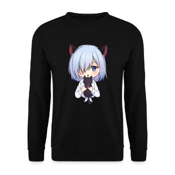 Kawaii Anime Neko Cat Girl Manga Otaku - Unisex Sweatshirt - black - Front - Alina (178cm) & Michal (187cm)