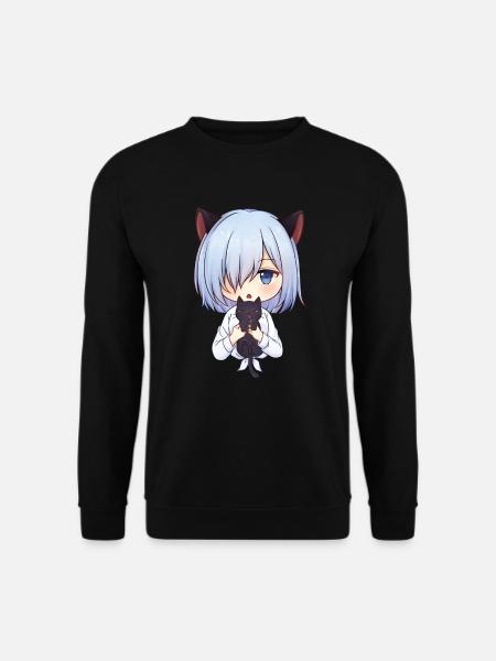Kawaii Anime Neko Katze Mädchen Manga Otaku - Unisex Pullover - Schwarz