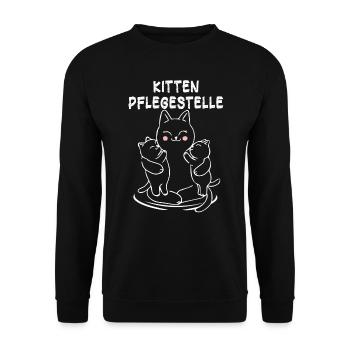 Katze auf Pflege Katzen Pflegestelle - Unisex Pullover - Schwarz - Vorne - Alina (178cm) & Michal (187cm)