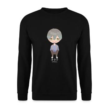 Otaku Anime Boy - Unisex Sweatshirt - black - Front - Alina (178cm) & Michal (187cm)