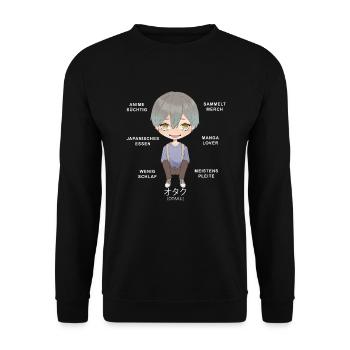 Otaku Anime Boy - Unisex Pullover - Schwarz - Vorne - Alina (178cm) & Michal (187cm)