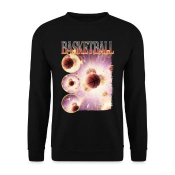 Basketball Basketballer Dunking Sport Vintage - Unisex Pullover - Schwarz - Vorne - Alina (178cm) & Michal (187cm)