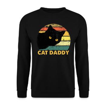 Katze Papa Vintage Katze 80er Jahre Retro Valentinstag - Unisex Pullover - Schwarz - Vorne - Alina (178cm) & Michal (187cm)