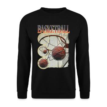 Basketball Basketballer Korb Dunking Sport Vintage - Unisex Pullover - Schwarz - Vorne - Alina (178cm) & Michal (187cm)