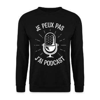 Je peux pas j'ai podcast podcasts cadeau Podcaster - Sweat-shirt Unisexe - noir - Devant - Alina (178cm) & Michal (187cm)