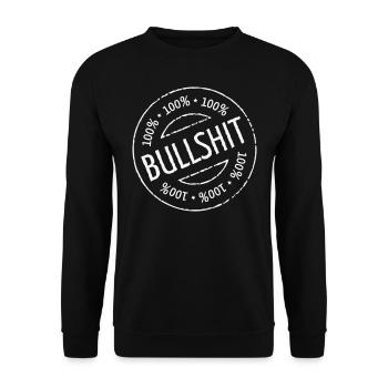 100% Bullshit Stamp (Stempel / White) - Unisex Pullover - Schwarz - Vorne - Alina (178cm) & Michal (187cm)
