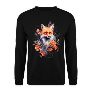 Fox and Flowers - Unisex Sweatshirt - black - Front - Alina (178cm) & Michal (187cm)