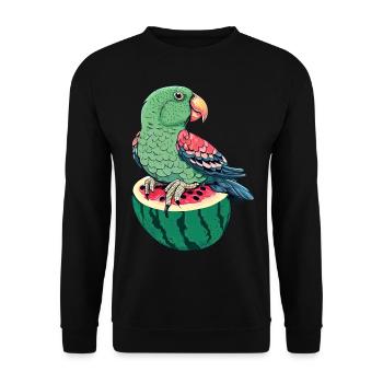 Perroquet rare sur pastèque - Sweat-shirt Unisexe - noir - Devant - Alina (178cm) & Michal (187cm)