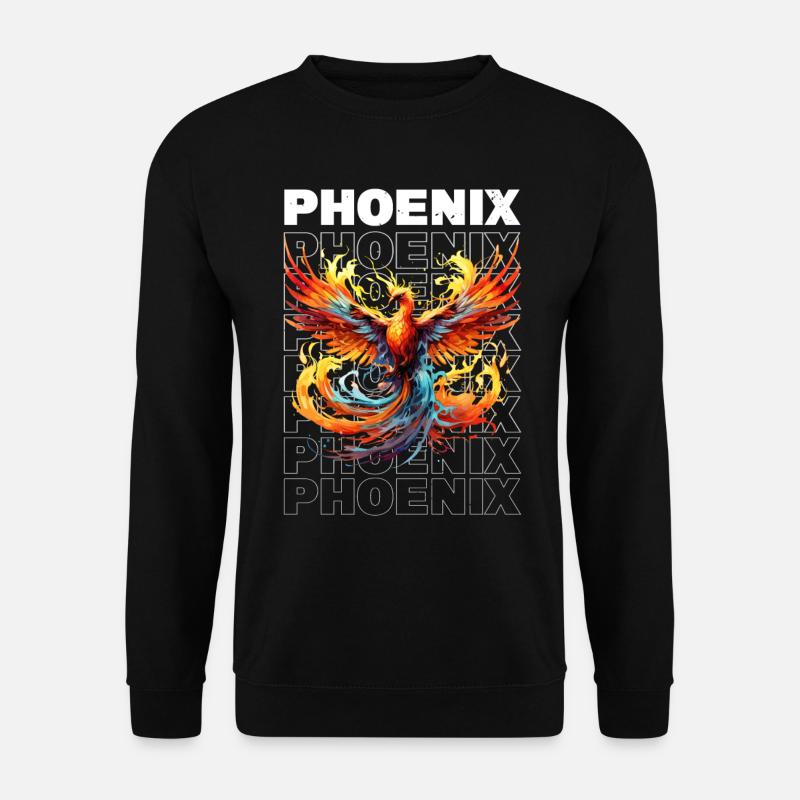 Phönix Phoenix Feuer Flammen Vogel Mythologie - Unisex Pullover - Schwarz