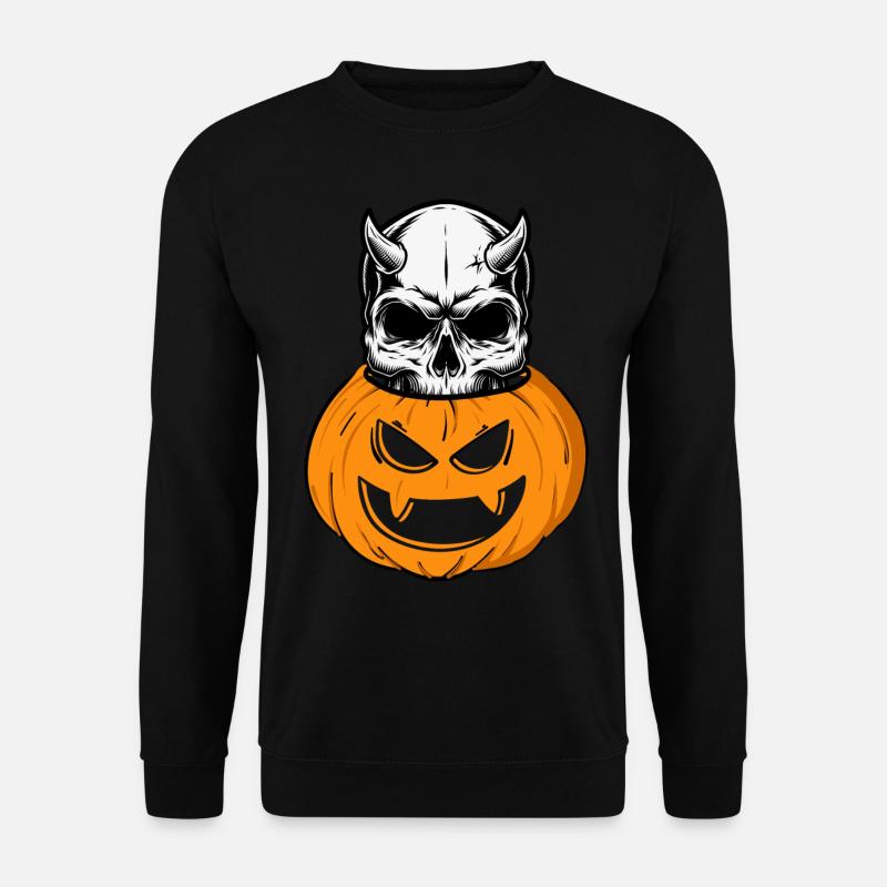 Creepy Jack-o'-Lantern design with skull - Unisex Sweatshirt - black