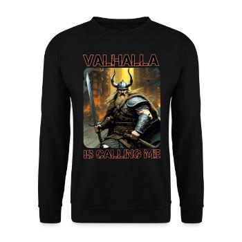 Proud Viking with Horns Helmet Valhalla - Unisex Sweatshirt - black - Front - Alina (178cm) & Michal (187cm)