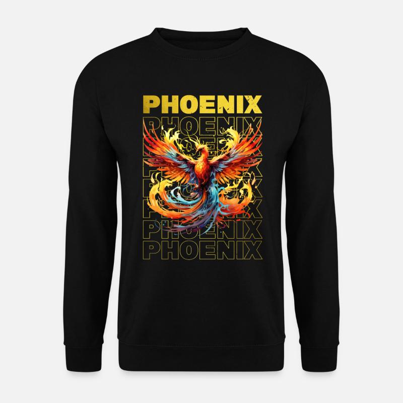 Phönix Phoenix Feuer Flammen Vogel Mythologie - Unisex Pullover - Schwarz