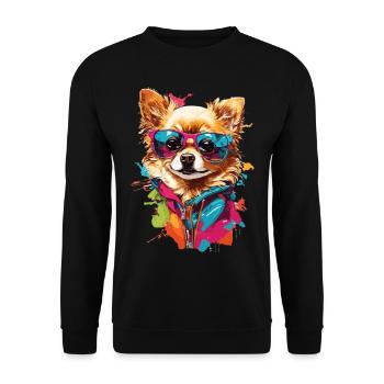 Cute Chihuahua with Sunglasses: Cute Elegan - Unisex Sweatshirt - black - Front - Alina (178cm) & Michal (187cm)
