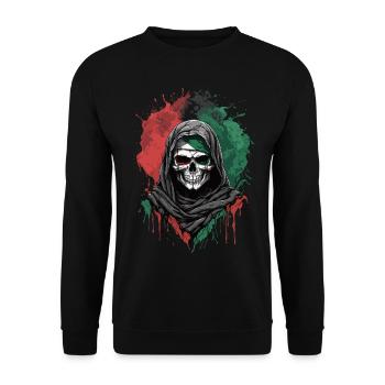 Palestine Flag: Proud Skull - Unisex Sweatshirt - black - Front - Alina (178cm) & Michal (187cm)