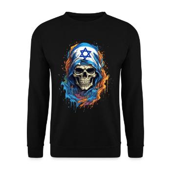 Crâne israélien : drapeau de la fierté - Sweat-shirt Unisexe - noir - Devant - Alina (178cm) & Michal (187cm)
