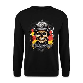 German Firefighter Heroes Skulls - Unisex Sweatshirt - black - Front - Alina (178cm) & Michal (187cm)
