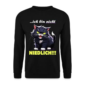 Ich bin nicht NIEDLICH - Unisex Pullover - Schwarz - Vorne - Alina (178cm) & Michal (187cm)