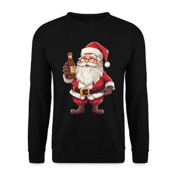 Père Noël bouteille rhum alcool liqueur Cheers - Sweat-shirt Unisexe - noir - Devant - Alina (178cm) & Michal (187cm)