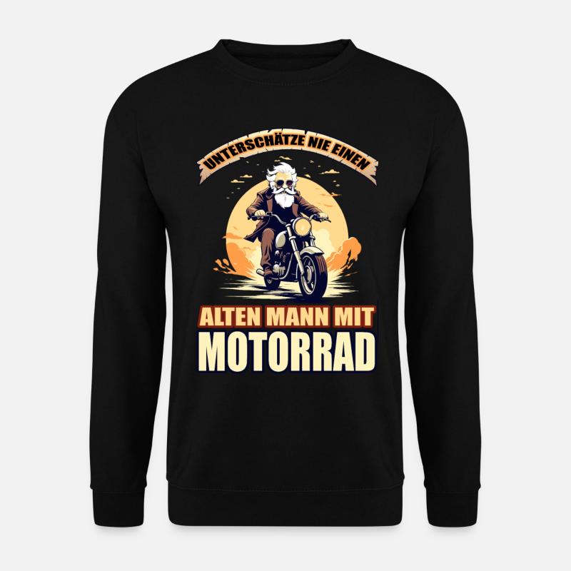 Unterschätze nie einen alten Mann mit Motorrad - Unisex Pullover - Schwarz