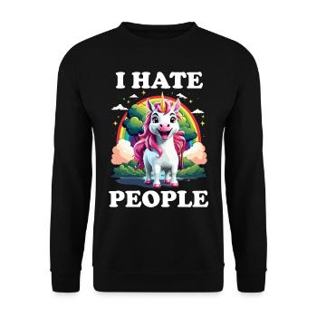 Je déteste les gens, la licorne - Sweat-shirt Unisexe - noir - Devant - Alina (178cm) & Michal (187cm)