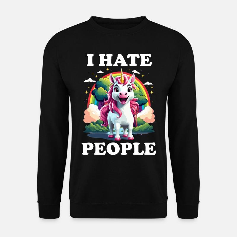 I hate People, Unicorn - Unisex Pullover - Schwarz
