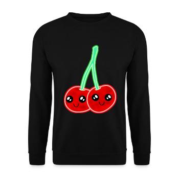 Cerises cerises rétro Vintage 70 ' s Geisha - Sweat-shirt Unisexe - noir - Devant - Alina (178cm) & Michal (187cm)