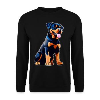 Cute Rottweiler in comic style - Unisex Sweatshirt - black - Front - Alina (178cm) & Michal (187cm)