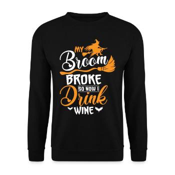 Halloween - Pas de balai, mais du vin - Sweat-shirt Unisexe - noir - Devant - Alina (178cm) & Michal (187cm)