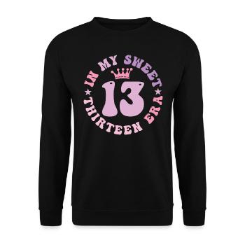 In My Sweet Thirteen Era 13th Birthday Groovy 13th - Unisex Sweatshirt - black - Front - Alina (178cm) & Michal (187cm)