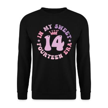 In My Sweet Fourteen Era 14th Birthday 14th - Unisex Sweatshirt - black - Front - Alina (178cm) & Michal (187cm)