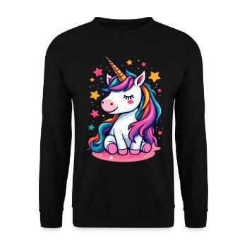 Sleeping Unicorn Surrounded by Stars - Unisex Sweatshirt - black - Front - Alina (178cm) & Michal (187cm)