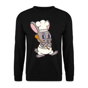 Hase Koch Köche Köchin Koch Gastgeber Kaninchen - Unisex Pullover - Schwarz - Vorne - Alina (178cm) & Michal (187cm)