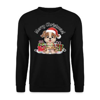 Chien Noël Noël Chapeau Joyeux Noël - Sweat-shirt Unisexe - noir - Devant - Alina (178cm) & Michal (187cm)