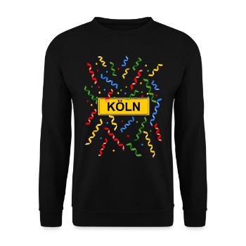 Köln Kölner Karneval Konfetti Kostüm Ortsschild - Unisex Pullover - Schwarz - Vorne - Alina (178cm) & Michal (187cm)