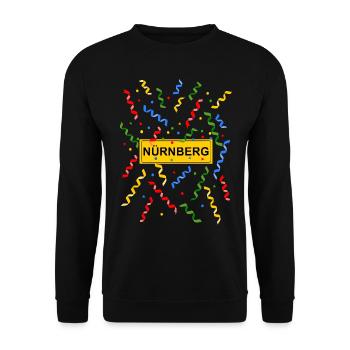 Nürnberg Fasching Konfetti Kostüm Ortsschild - Unisex Pullover - Schwarz - Vorne - Alina (178cm) & Michal (187cm)