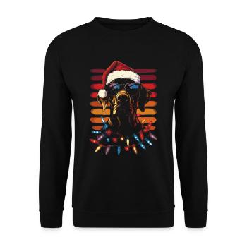 Chapeau de Noël et lunettes de soleil Dogue allemand - Sweat-shirt Unisexe - noir - Devant - Alina (178cm) & Michal (187cm)