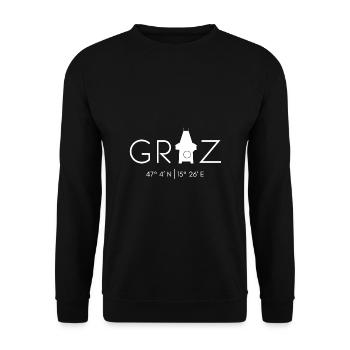 Graz - Clock Tower - Unisex Sweatshirt - black - Front - Alina (178cm) & Michal (187cm)