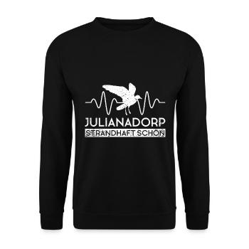 Julianadorp Möwe Herzschlag Niederlande - Unisex Pullover - Schwarz - Vorne - Alina (178cm) & Michal (187cm)