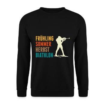 Frühling Sommer Herbst Biathlon Fan - Unisex Pullover - Schwarz - Vorne - Alina (178cm) & Michal (187cm)