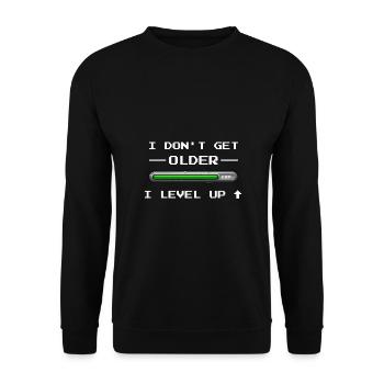 Pixelart Pixel I level up anniversaire - Sweat-shirt Unisexe - noir - Devant - Alina (178cm) & Michal (187cm)