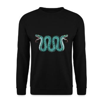 Aztèque deux têtes serpent serpent - Sweat-shirt Unisexe - noir - Devant - Alina (178cm) & Michal (187cm)