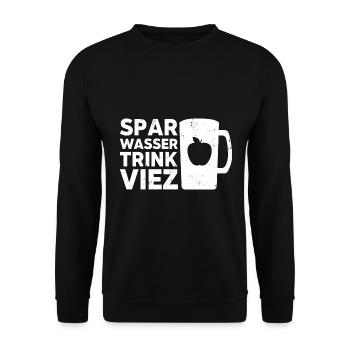 Spar Wasser trink Viez - Unisex Pullover - Schwarz - Vorne - Alina (178cm) & Michal (187cm)