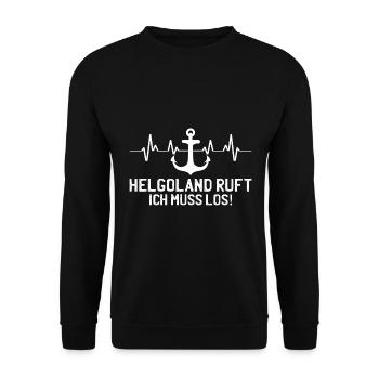 Helgoland ruft Herzschlag Nordfriesland Anker - Unisex Pullover - Schwarz - Vorne - Alina (178cm) & Michal (187cm)