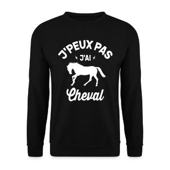 Je Peux Pas J'ai Cheval Cadeau - Sweat-shirt Unisexe - noir - Devant - Alina (178cm) & Michal (187cm)