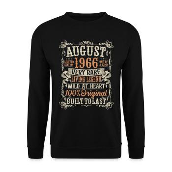 Born August 1966 Birthday Gift - Unisex Sweatshirt - black - Front - Alina (178cm) & Michal (187cm)