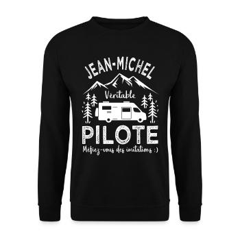 Jean Michel véritable pilote camping car Humour - Sweat-shirt Unisexe - noir - Devant - Alina (178cm) & Michal (187cm)
