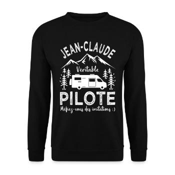 Jean claude véritable pilote camping car Humour - Sweat-shirt Unisexe - noir - Devant - Alina (178cm) & Michal (187cm)