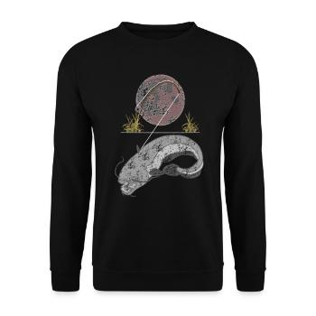 Waller - Pêche au poisson-chat à la pleine lune - Sweat-shirt Unisexe - noir - Devant - Alina (178cm) & Michal (187cm)