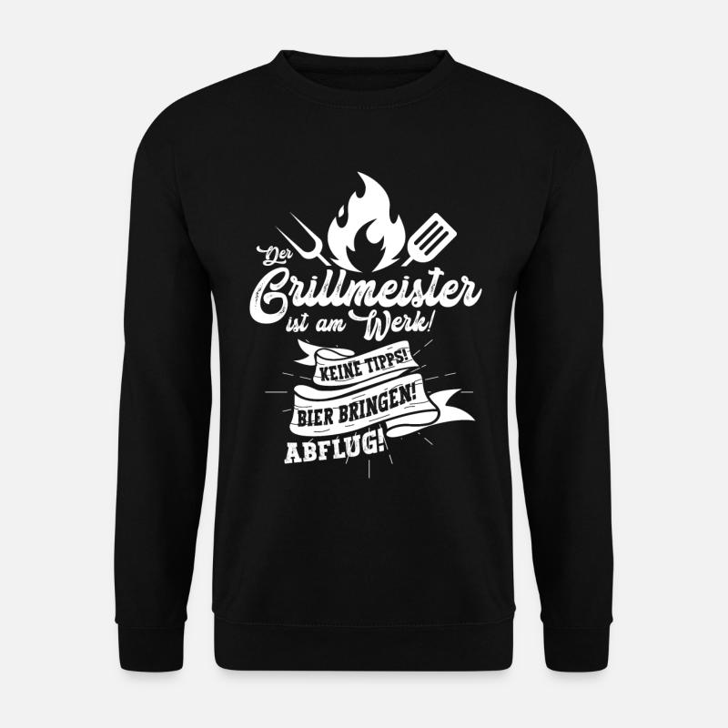 Vatertag Grillmeister Flammenlogo Motiv - Unisex Pullover - Schwarz